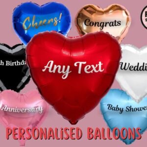 Personalised Heart Shaped Foil Balloons for Weddings, Hen & Stag Party, Favors...