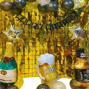 Happy Birthday Letters Banner (cardstock) with Foil - Metallic Balloons Foil Curtain ...