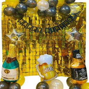 Happy Birthday Letters Banner (cardstock) with Foil - Metallic Balloons Foil Curtain...