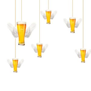Happy New Year Beer with angel wings Dangler