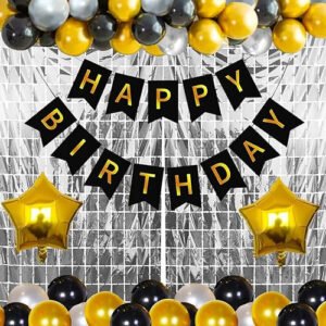 50-Piece Happy Birthday Banner & Foil Balloon Decoration Kit for Adults