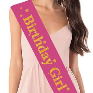 Happy Birthday Girl Satin Sash Unicorn, Princess, Mermaid Glitter Letters for Women...