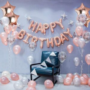 Rose Gold Birthday Decorations Supplies Birthday Star Balloons With Happy Birthday...