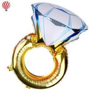 Bachelorette Party Foil Diamond Ring Balloon Pack of 2 Golden 36" Inch Large