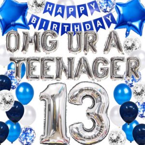 13th Birthday Boy Blue Combo Banner (cardstock) Balloon
