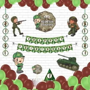 Military Theme Birthday Decoration Paper Fan Kit for Kids