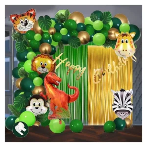 Jungle Theme Birthday Decoration/ Wild Animal, Dinosaur Foil Balloon/Green Yellow...