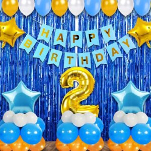 2nd Birthday Decoration Items For Boys -100Pcs Blue Birthday Decoration...