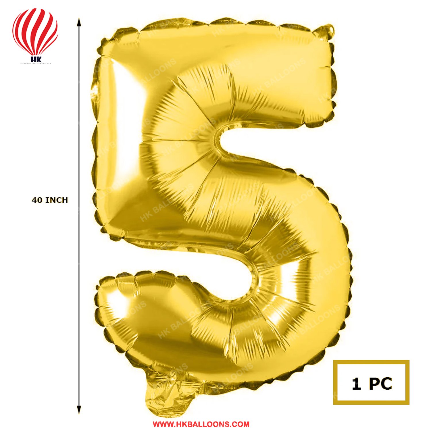 16 Inch 5 Alphabet Foil Gold Number Balloon for Birthday Anniversary Party... - Image 2