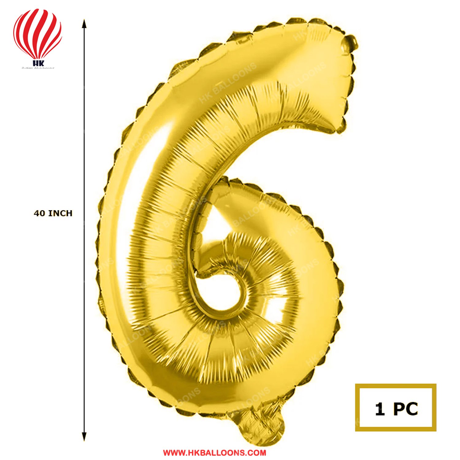 17 inch 6 Number Foil Balloon, Birthday Decoration - Image 2