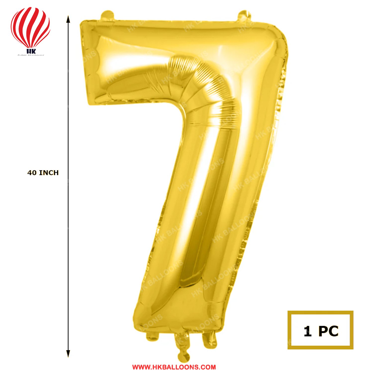 Gold 7 Number Foil Balloons - 32 Inch | Seven Balloons - Image 2