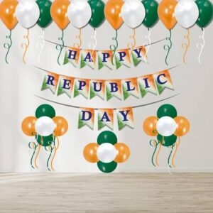 Republic Day Decoration Combo Including Paper Banner, Large Ribbon...