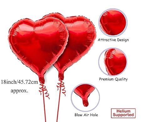 HK Balloons Heart Shaped Balloon Birthday, Anniversary, Valentine Balloons for Decoration, (I love You Banner with Teddy bear balloon) - Image 3