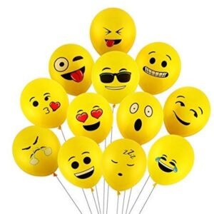 HK Balloons Smiley Balloon Printed Face Expression Latex Balloon 30 Pcs, Yellow/Emoji Balloon/Smiley Balloon/Birthday Decoration/Birthday return gifts for birthday anniversary decorations