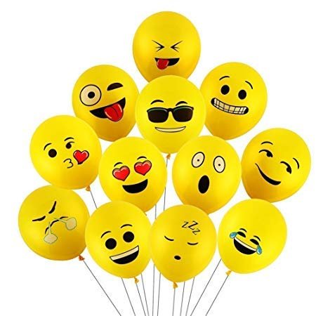 HK Balloons Smiley Balloon Printed Face Expression Latex Balloon 30 Pcs, Yellow/Emoji Balloon/Smiley Balloon/Birthday Decoration/Birthday return gifts for birthday anniversary decorations