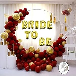 Red Gold Bride To Be Balloon Decoration Arch Kit with Bride To Be Foil Balloon...