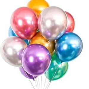 HK Balloons Rubber Pack of 100 Metallic Color Balloons For Birthday Decoration Baby Shower Anniversary Wedding Decorations Balloons Metallic Themed Decoration Items Kit