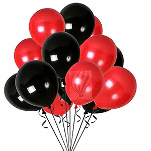 HK Balloons 100pcs Redd Black Latex Balloons Premium Helium Balloons For Birthday