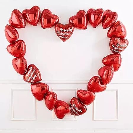 HK Balloons Heart Shaped Balloon Birthday, Anniversary, Valentine Balloons for Decoration, (Printed Happy Valentine's Balloons-Pack of 10) - Image 2