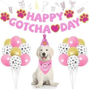 Gotcha Day Dog Bandana Girl Pet Happy Birthday Triangle Scarf...