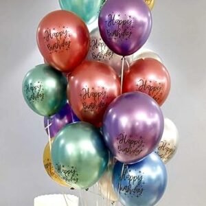 HK balloons Happy Birthday Printed Metallic Chrome Balloons For Birthday Decorations Item Balloons - Pack of 30
