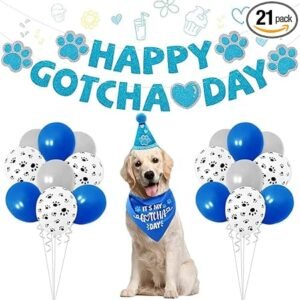 Happy Gotcha Day Dog Bandana- Dog Birthday Party Supplies...