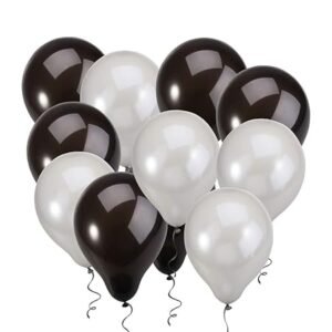 HK Balloons Balloons for Birthday Decorations (Metallic Silver and Black)
