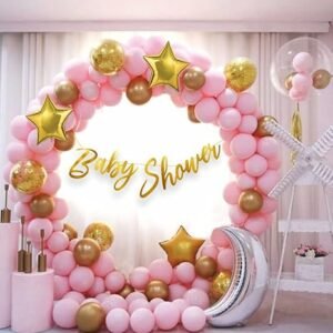 Pastel Pink Baby shower balloon Decoration Kit Pink Gold Balloons