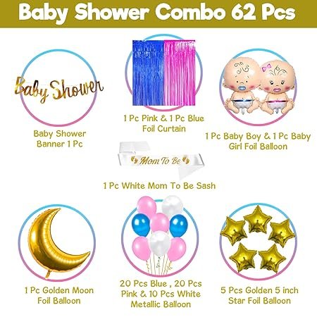 Baby Shower Decoration Items - 62 Pcs Mom To Be Props Baby Shower Decoration... - Image 2