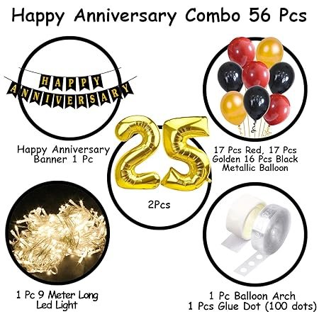 25th Anniversary Decoration Items - 56Pcs... - Image 3