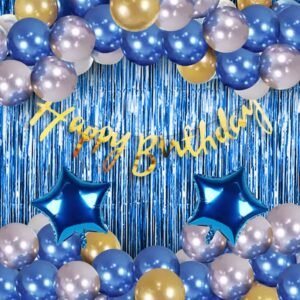 Paper Banner (Cardstock) Blue Birthday Decoration Items