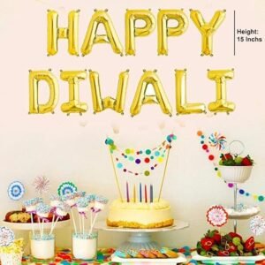 Happy Diwali Letter Set, Golden Foil Balloons Diwali Letter Set for Diwali Decoration...
