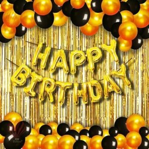 HK balloons Pack Of 34 Pcs Happy Birthday Banner Decoration Kit Set With Metallic Balloons (Happy Birthday Gold Decoration Kit - Pack Of 45)