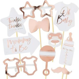 Rose Gold Baby Shower Props- 10pcs Baby Shower Decoration Items