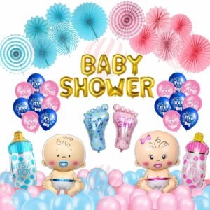 HK Balloons Pack of 90 Baby Shower gold foil balloon Combo Decorations Set