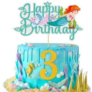 3rd Birthday Cake Topper/Mermaid Theme Cake Topper For Girls