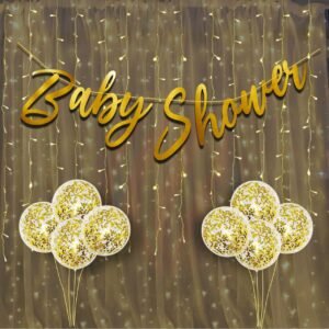 HK balloons Pack Of 10Pcs Card Stock Paper Baby Shower Cursive Banner