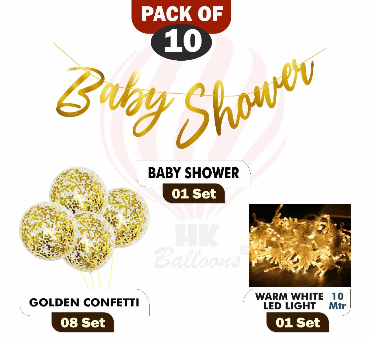 HK balloons Pack Of 10Pcs Card Stock Paper Baby Shower Cursive Banner - Image 3