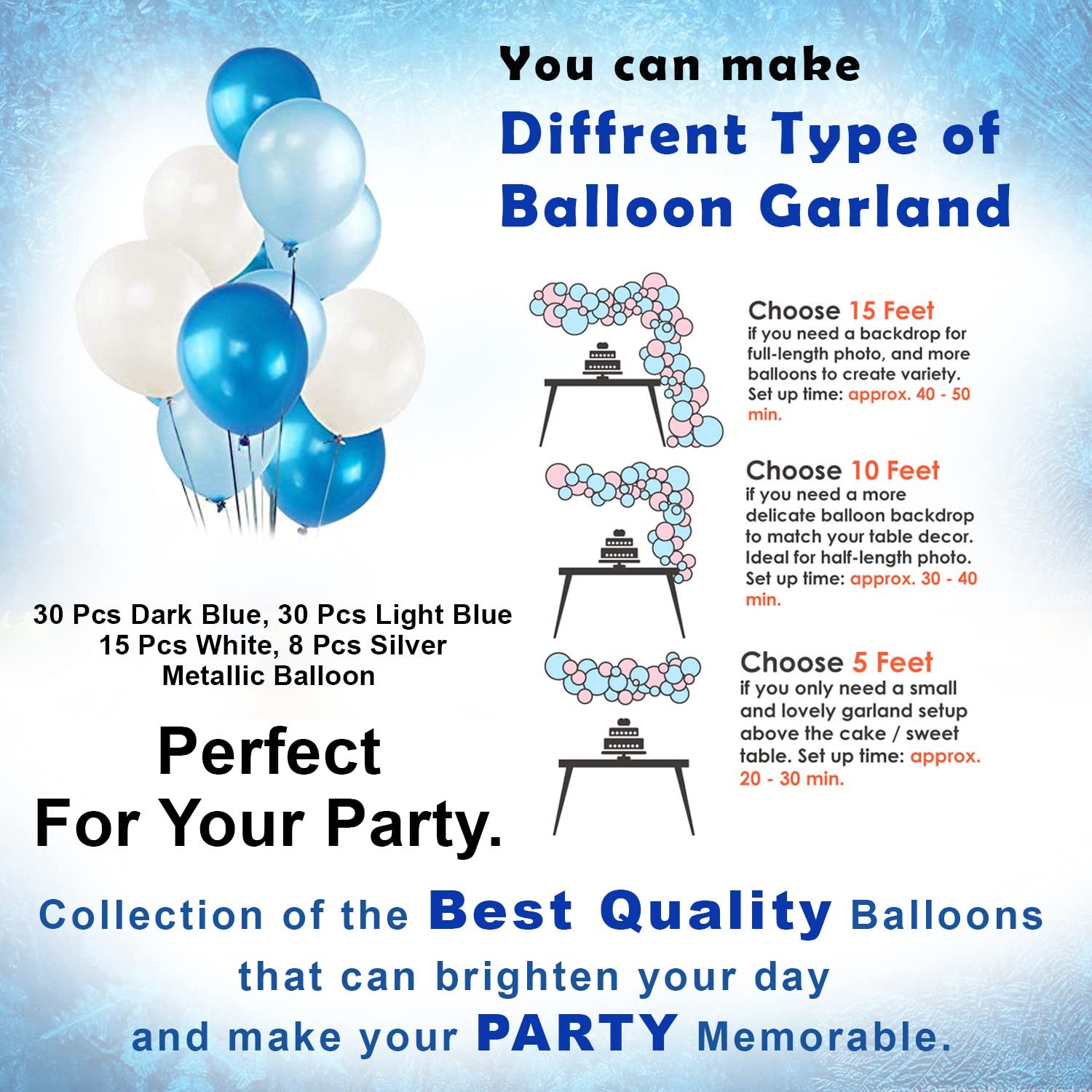 Blue Balloons for Decorations - Huge 85 Pcs Frozen Theme Balloons... - Image 3