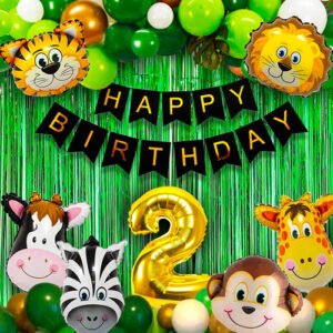 52-Piece Jungle Theme 2nd Birthday Decoration Set for Boys