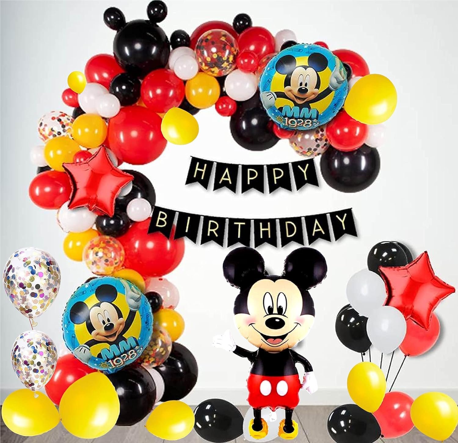 Mickey Mouse Birthday Decoration Theme Party Balloon Bouquet for Boys, Girls...