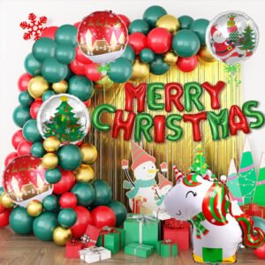 Merry Christmas Foil Balloons Backdrop Decorations
