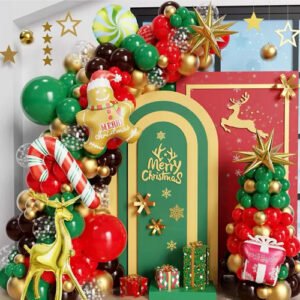 156pcs Merry Christmas Balloon Garland Kit, Candy Cane Christmas Balloon Arch...