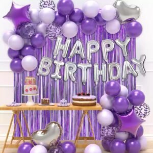 Birthday Decoration for Girls, Purple Theme Decor Items