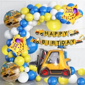 Decoration Printed Construction Theme Happy Birthday Decorations Combo Kit...