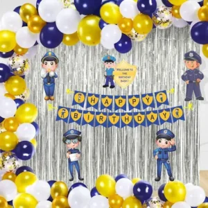Police Theme Birthday Party Decorations With Banner, Posters, Foil Curtain, & Balloon...