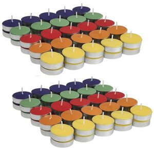 HK balloons 100pcs Multicolor Wax Diwali New Year Tealight Candles 10-Grams Long Lasting Candle, for New Year, Birthday Valentine's Day Wedding Anniversary, Christmas Decorations