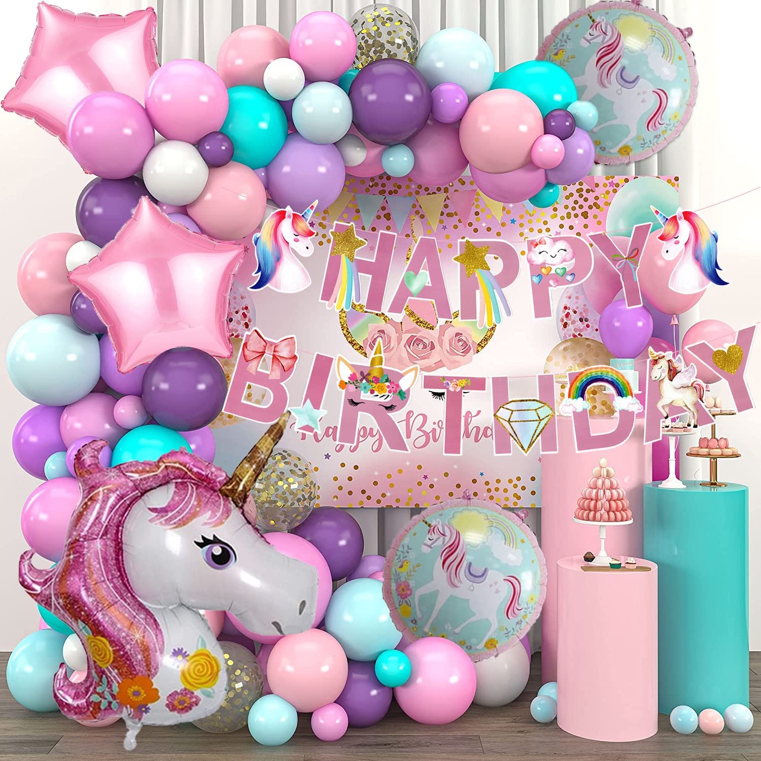 Rozi Decoration Unicorn Theme Balloons Garland Decoration