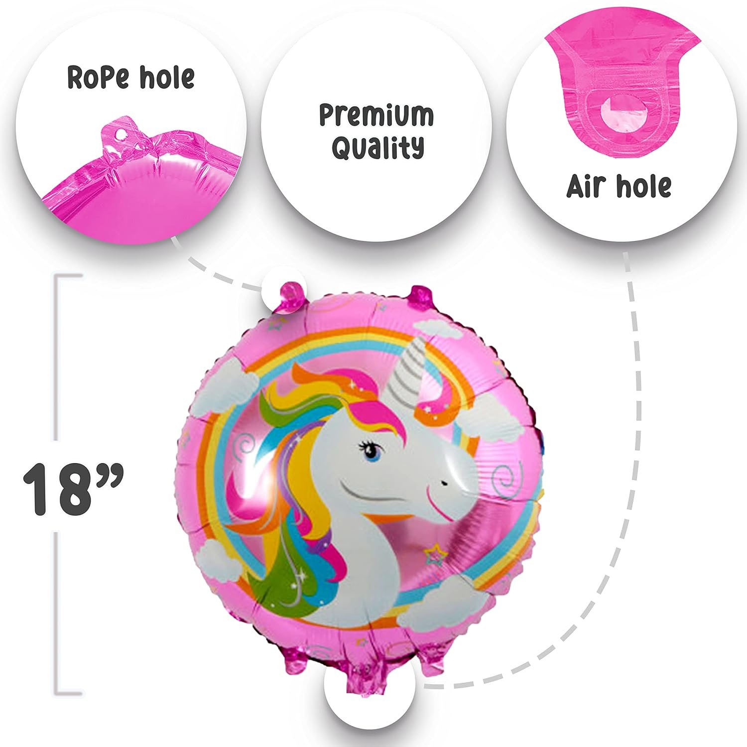 Unicorn Theme Birthday For Girls-1 Unicorn Foil Balloon, 2 Pink Heart Foil Balloons... - Image 3