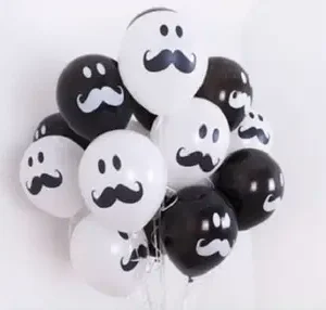 Printed White & Black Mustache Balloon